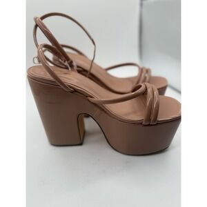 Jicole Platform Heels Ankle Strap Chunky Heel Sandal Nude Size 10